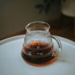 Glass coffee server with freshly brewed coffee